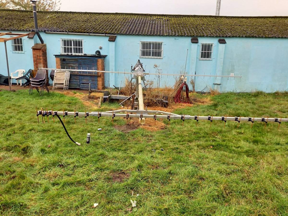 M0GIW's tweet photo. More antenna work today on the #LEO antennas and the #23cms &amp; #13cms tower, tnx @G1PPA for the 13cms antenna. #FinningleyARS https://t.co/CAroljouSS
