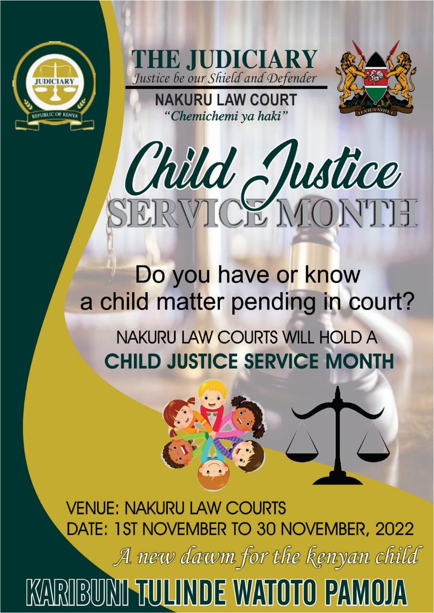 Children service month is coming up at Nakuru law court. You are all welcomed