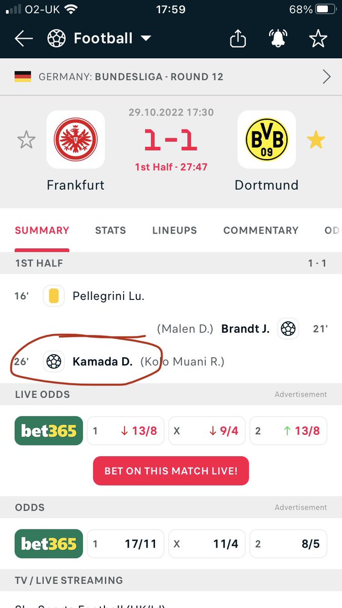 TheAverageMeh's tweet photo. @JAFFNCommunity always happy to see Kamada score for the Eintracht fans https://t.co/ZypXDWlKnJ