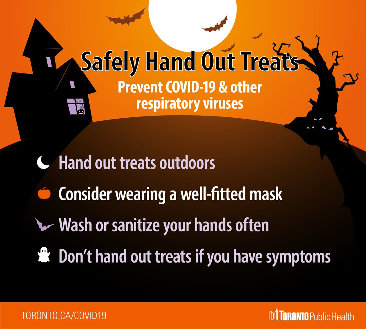 Handing out candy this #Halloween season 👻🎃? Here are some tips to stay safe and prevent #COVID19 & other respiratory virus spread: