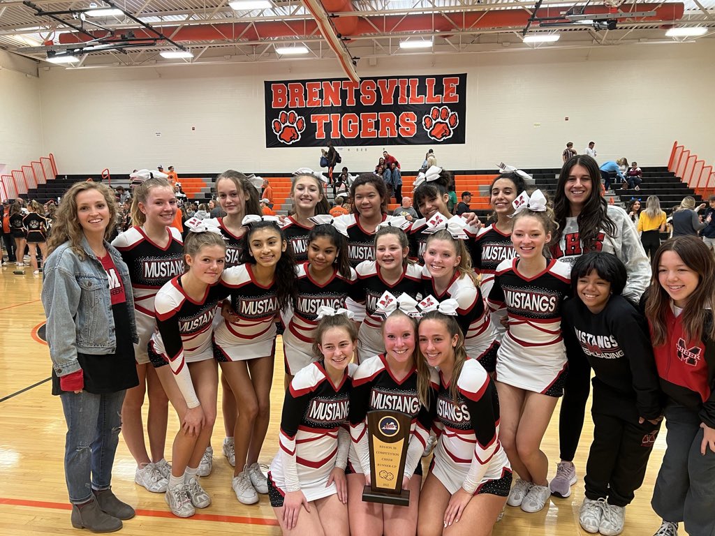 Meridian Cheer heading to states after coming in 2nd in Regional Tournament at Brentsville.  The Mustangs return to the state competition for the first time in 20years.  What an accomplishment for the team. Good luck next weekend. Go Mustangs!