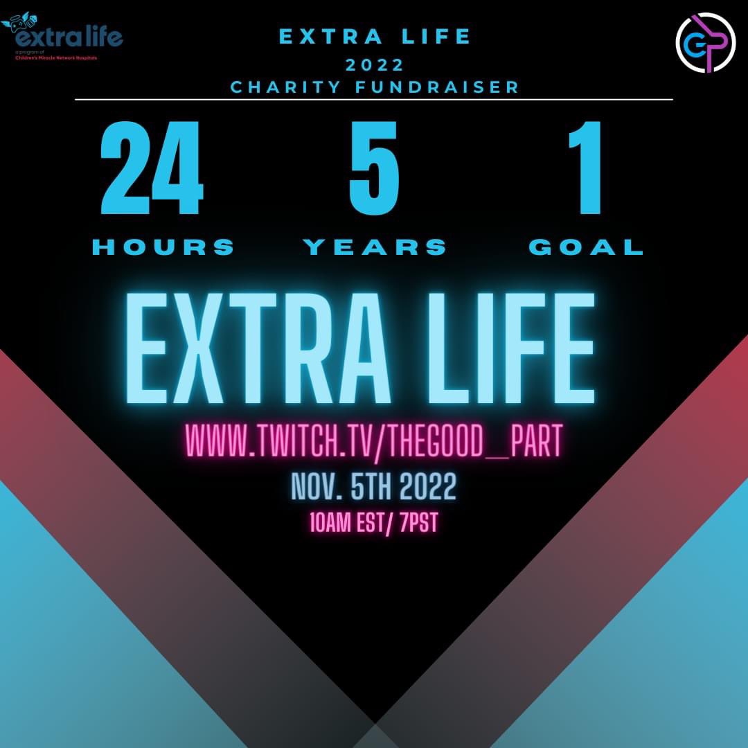 It’s that time of year again! Next Saturday, Nov. 5th, I will be streaming for 24 hours to raise money for <a href="/ExtraLife4Kids/">Extra Life</a> and Team <a href="/KindaFunnyVids/">Kinda Funny</a>! If you would like to donate, I’ll attach the link in the thread below: