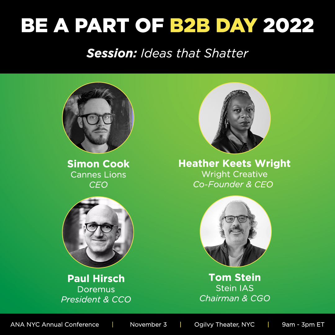 #B2BDay is just days away. Don’t miss this special session on how creativity broke boundaries at the first B2B Creative Lions. Hear LIONS CEO Simon Cook &amp; B2B agency leaders Tom Stein &amp; Paul Hirsch who sat on the jury. The event is Nov. 3, so register now: bit.ly/3fFl1AK