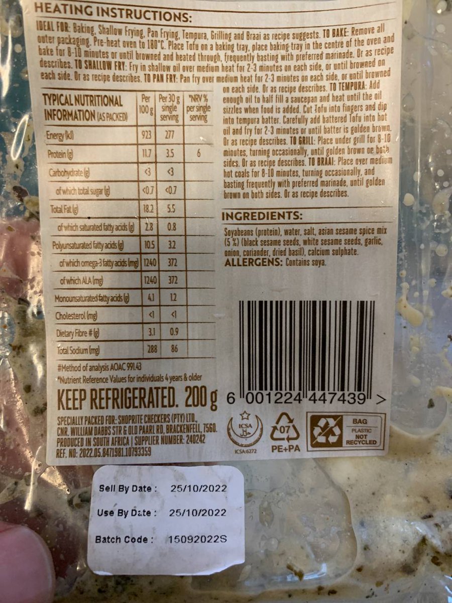 MrsPeppadew's tweet photo. @Sixty60_Tweets i ordered tofu on 26/10/2022 and received one that had already expired on 25/10/2022. The app won’t let me submit an issue with my products so I can get a refund. Please assist. https://t.co/3P349cCDnT