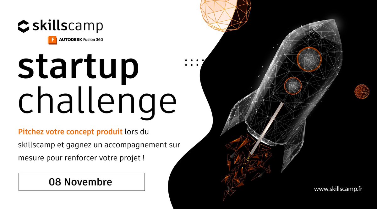 Participez au 1er skillscamp #Fusion360 en ligne le 8 et 9 novembre 2022, au programme masterclass, Helpdesk, talk, jobdating, startup challenge. #conception #cam #3dprint 

Inscription ➡️ skillscamp.fr