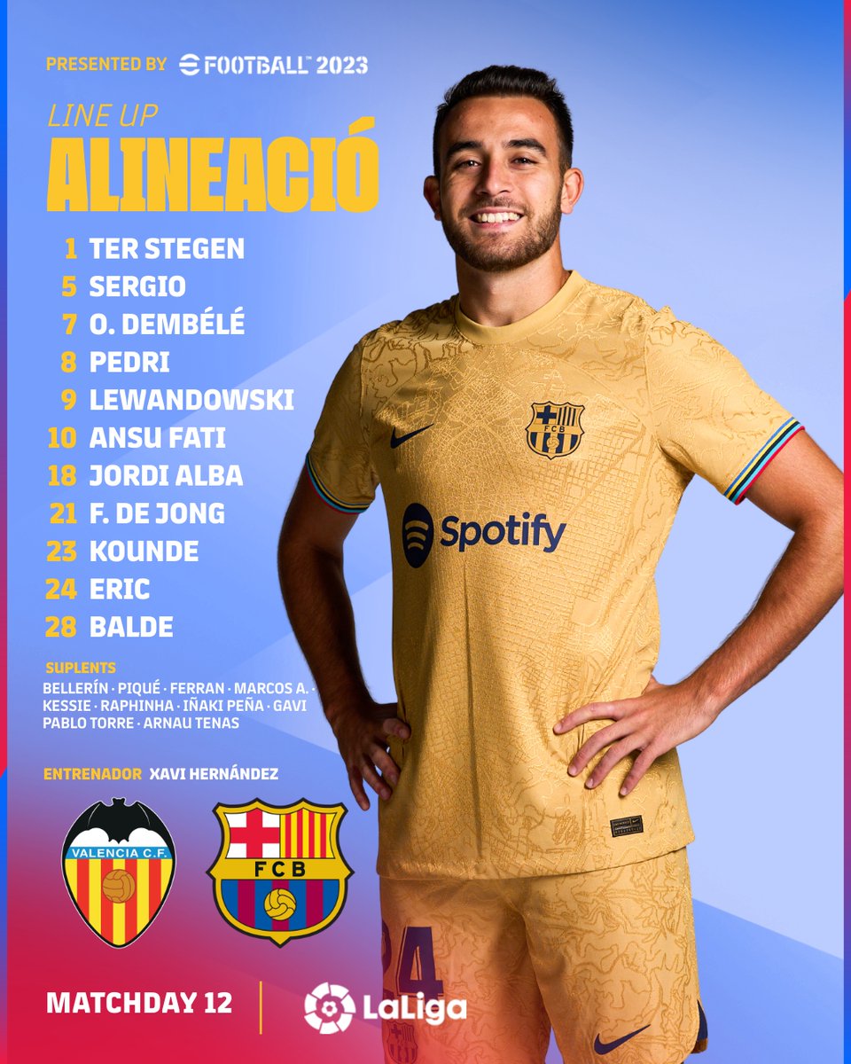 FCBarcelona_es's tweet image. 👥 𝐀𝐋𝐈𝐍𝐄𝐀𝐂𝐈𝐎́𝐍

⚽ #ValenciaBarça