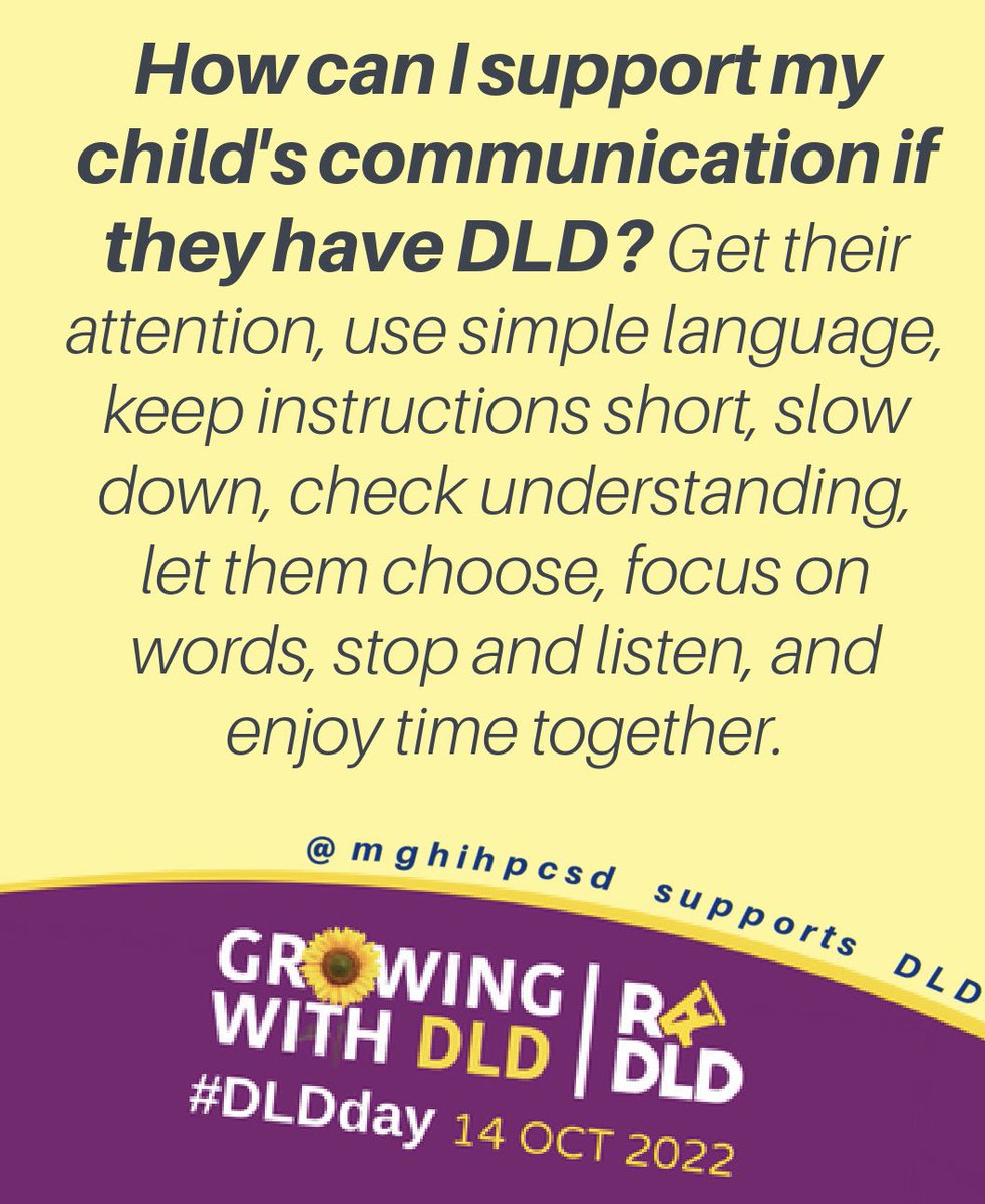 How can I support my child with #DevLangDis? Get their attention, use simple language, keep instructions short, slow down, help them see it, check they've understood, let them choose, stop and listen, and enjoy time together. moorhouseschool.co.uk/_site/data/fil…

<a href="/RADLDcam/">RADLDcampaign</a> <a href="/DLDandMe/">DLDandMe</a> for info