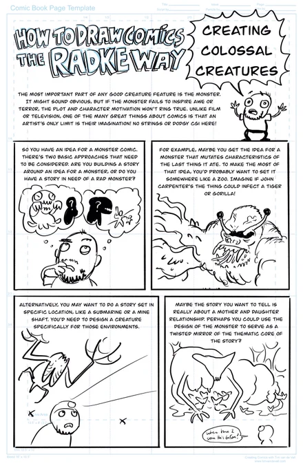 ONE MORE STRETCH GOAL! If we hit 200 backers or $7,500 I will include a 12 page PDF `How to Draw Monsters the Radke Way" to every reward. This will include my thoughts on effective creature design as well as extra sketchbook pages. Here's a look at a rough draft for page 1. 
