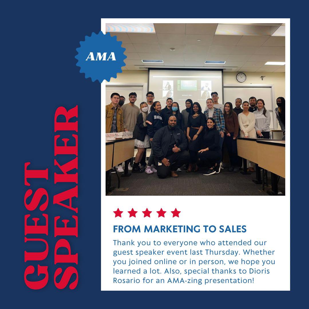 AMAatBaruch's tweet photo. Thank you all for an AMA-zing guest speaker event with Dioris Rosario!!

Attendees were able to hear from our very own Baruch alumni and learn about his journey to his career🐾

We appreciate everyone who joined, stay tuned for more future guest speaker events! https://t.co/OrQg5p2845