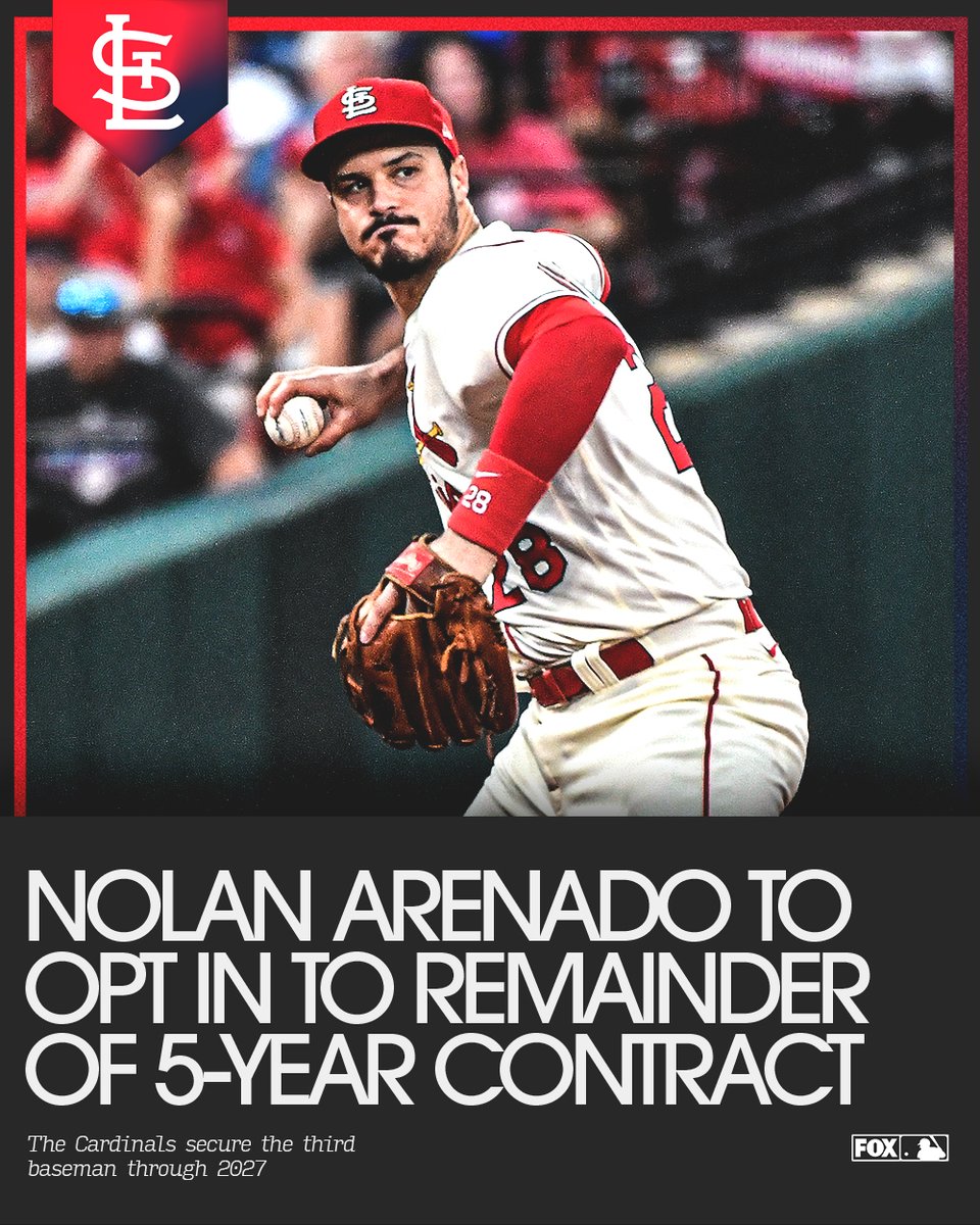 Nolan Arenado will opt in for the remainder of his 5-year contract, extending his tenure with the Cardinals through 2027, per <a href="/katiejwoo/">Katie Woo</a>.