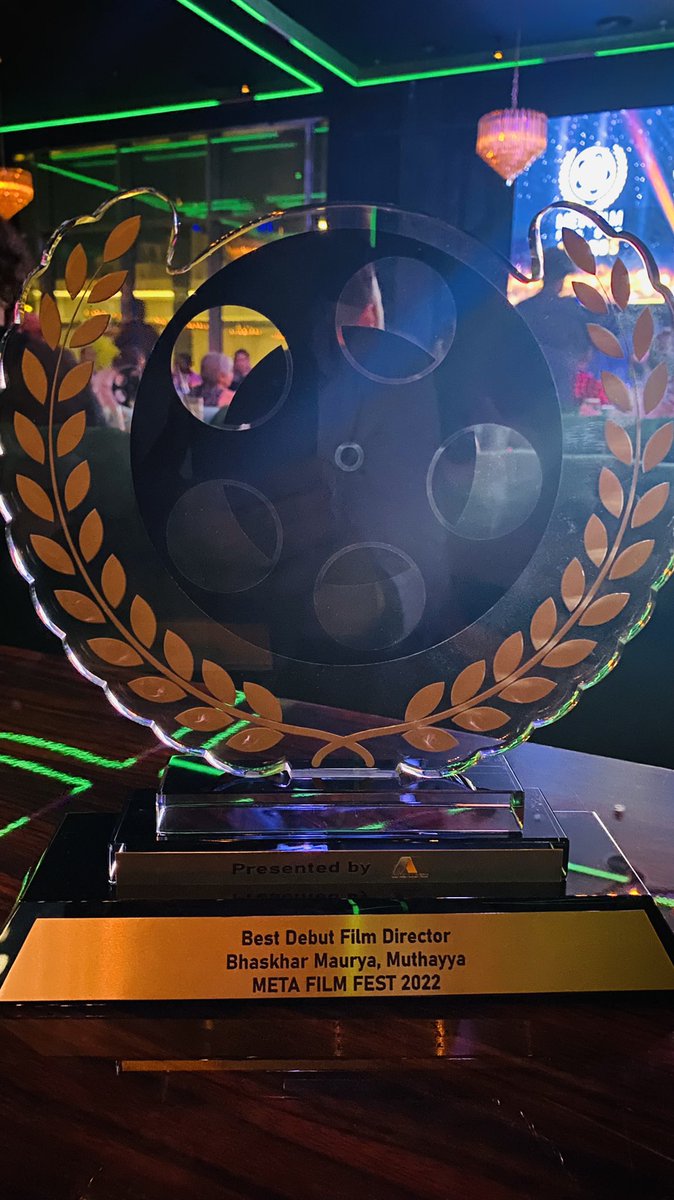 crhemanth's tweet photo. Wohoooo!!!! Our film #Muthayya won the Best Debut Film Director award at #MetaFilmFest, Dubai. Congrats @BhaskharMaurya …we are so proud of you!!! 🤗🤗🤗 this is such a big moment for our film, @vrindaprasad, me, and the whole team of #Muthayya! https://t.co/B8kF1FQhek
