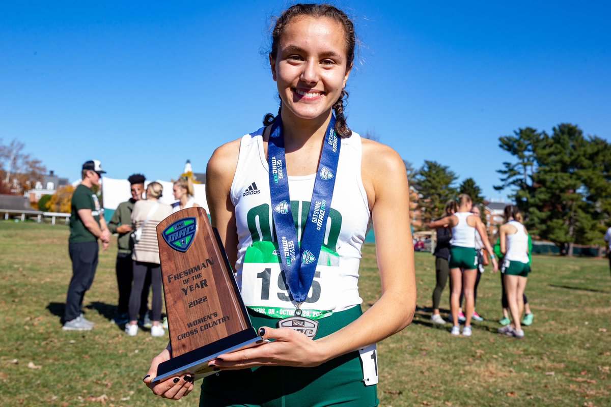 MAC Cross Country Freshman of the Year goes to our own Leila Boussedra!

A 12th place finish at the MAC XC Championship with a time of 20:44.2

#OUohyeah | #MACtion