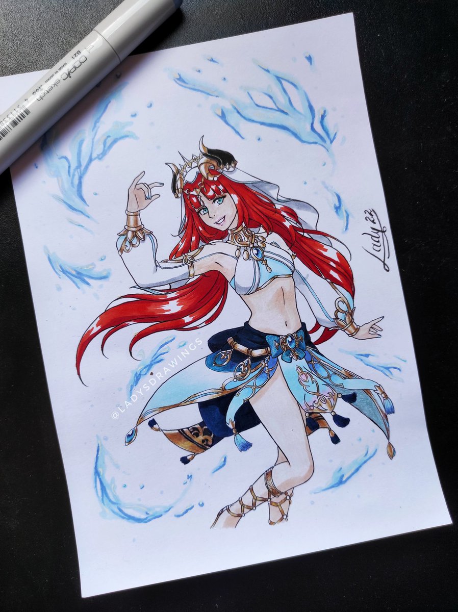 ladysdrawings's tweet photo. "Take a deep breath, as if you're about to blow up a huge balloon. Exhale all your sleepiness into it, and then, poof — it's now flying away!"
Nilou done! 💙
.
.
.
.
#nilou #nilougenshinimpact #genshinimpact #genshin #genshinimpactfanart  #hydro #anime  #art #artstyle #drawings https://t.co/vRzykaup2Y