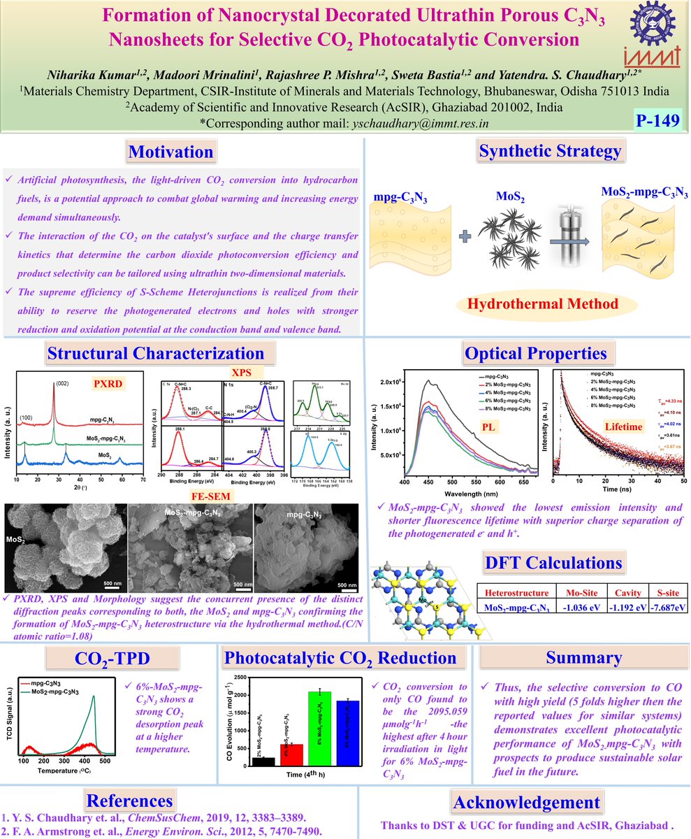 NiharikaKumarIN's tweet photo. Poster No-149

Poster Title-Formation of Nanocrystal Decorated Ultrathin Porous C3N3 Nanosheets for Selective CO2 Photocatalytic Conversion

Conference on Advances in Catalysis  for Energy and Environment &amp; CO2India Network 1st Annual Meet

Venue:TIFR,Mumbai,INDIA

#cacee2022 https://t.co/MvI7QmIbTY