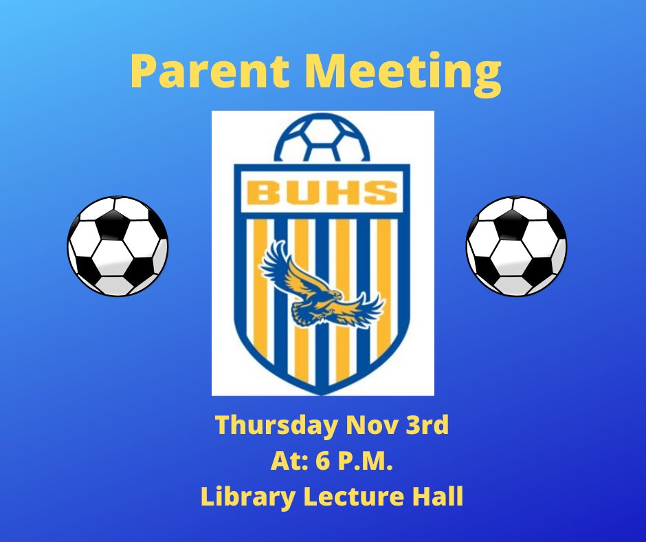 We will have our annual parent meeting Thursday November 3rd at 6:00 p.m.