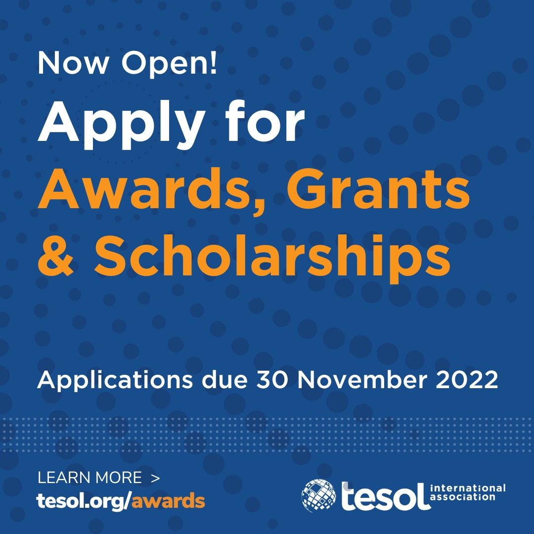 Please apply for TESOL awards and grants here:tesol.org/enhance-your-c…