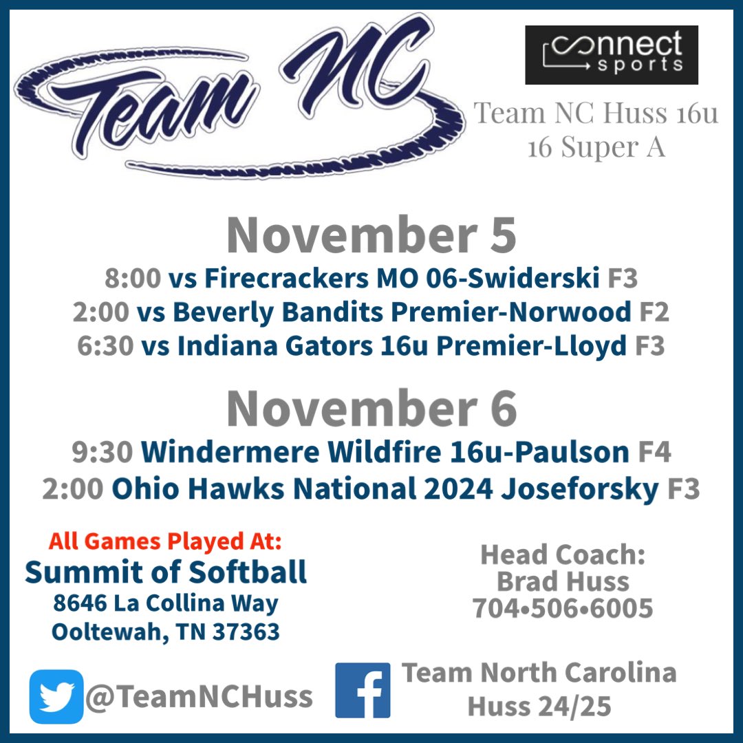 We are looking forward to Scenic City next weekend!  Coaches, come check us out! <a href="/HussBrad/">Team North Carolina-Huss</a> <a href="/TeamNCSoftball/">Team North Carolina Softball</a>