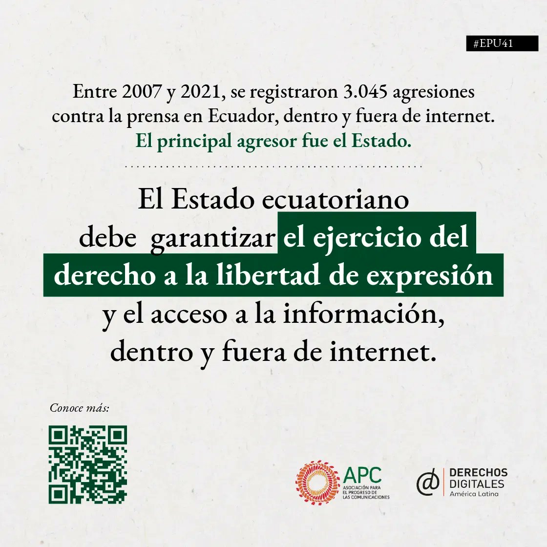 #EPU41 #ECUADOR: El estado ecuatoriano debe garantizar el ejercicio del derecho de la #LibertadDeExpresion
