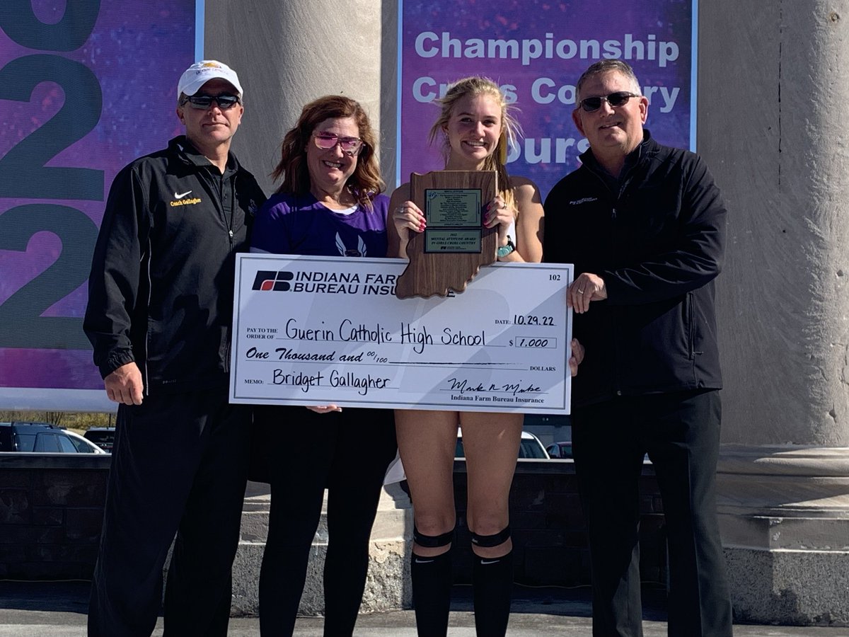 Congratulations to Bridget Gallagher of Guerin Catholic HS, this year’s recipient of the #IHSAA Mental Attitude Award presented by ⁦<a href="/INFarmBureauIns/">Indiana Farm Bureau Insurance</a>⁩
⁦<a href="/GCHS_Athletics/">Guerin Catholic Athletics</a>⁩  🏆🎓🟣🟡