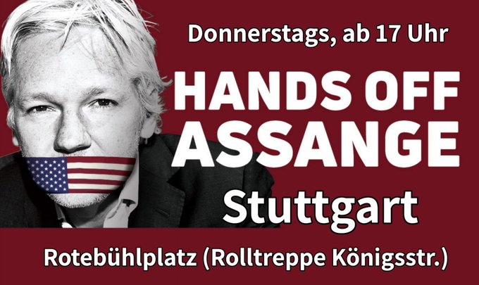 ⏳ Mahnwache Stuttgart ⏳ Mahnwache für Julian #Assange in #Stuttgart Wann? Jeden Donnerstag, Nächste: 02.11. 17-19 Uhr Wo? Rotebühlplatz / Rolltreppe Königstraße #FreeAssangeNOW