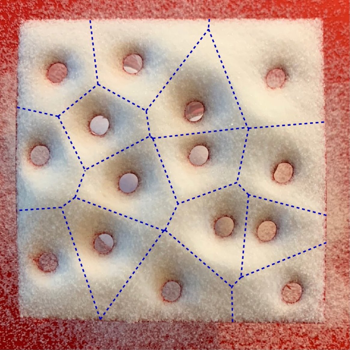 Apuntes de ciencia (@apuntesciencia) on Twitter photo Si dejamos caer una sustancia granular (por ejemplo sal) sobre una superficie con agujeros, las crestas de las montañitas de sal que se forman son el diagrama de #Voronoi de los agujeritos • #FotoCiencia <a href="/divbyzero/">Dave Richeson</a> cc <a href="/ClaraGrima/">Clara Grima</a> 😊 Si dejamos caer una sustancia granular (por ejemplo sal) sobre una superficie con agujeros, las crestas de las montañitas de sal que se forman son el diagrama de #Voronoi de los agujeritos • #FotoCiencia <a href="/divbyzero/">Dave Richeson</a> cc <a href="/ClaraGrima/">Clara Grima</a> 😊