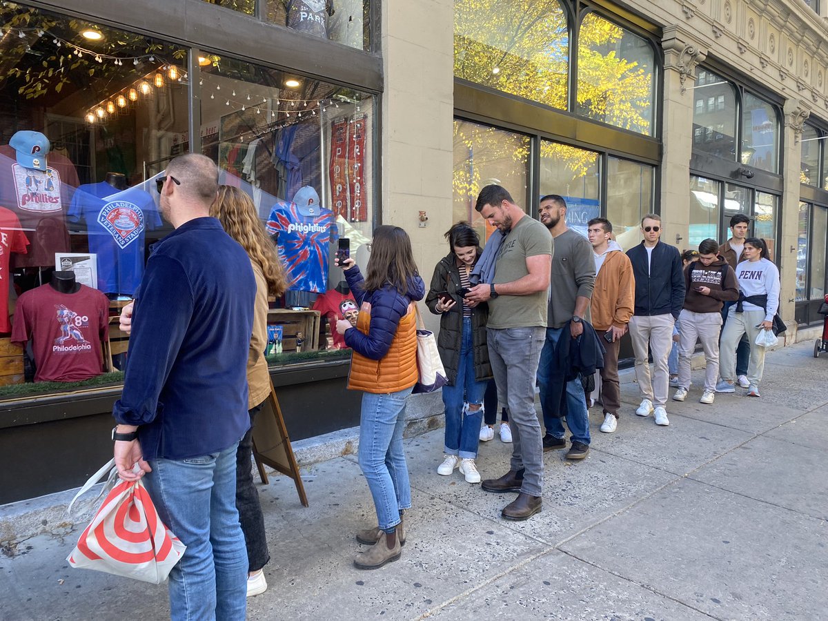 Crazy day at Shibe in Center City. Line down the block all day. Thank you for #shoppinglocal!