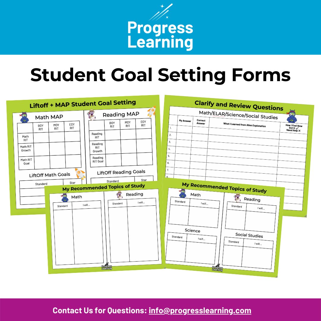 Empower your students to own their data, set goals, and track their progress to achieve mastery of their standards! These are perfect for teacher and student goal setting all year long!

Download here ⬇️

go.progresslearning.com/EnglishStudent…
go.progresslearning.com/SpanishStudent…