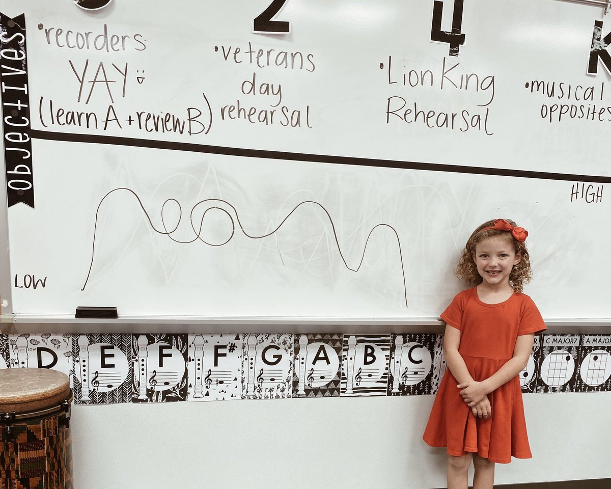 _MrsLockett's tweet image. Last week Kinder learned about the musical opposites HIGH + LOW! I had some sweet volunteers draw vocal exploration lines for us to follow with our voices. THEN we got to use mini erasers to show high and low pitch patterns on a three line staff! They did SUCH a great job 😊🎃