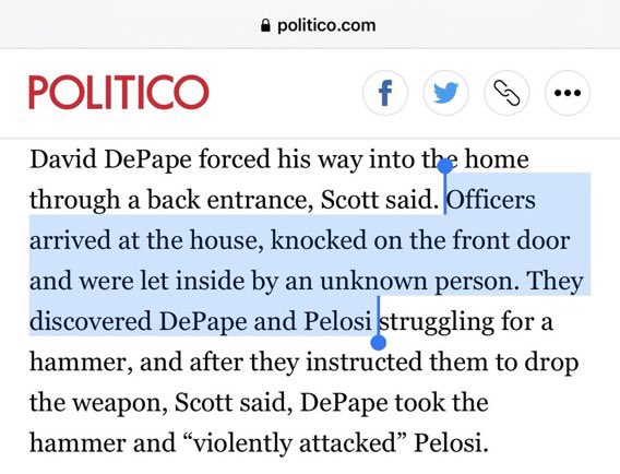 bennyjohnson's tweet image. Or can anyone explain who this “unknown” third person was who was there and who was apparently able to let the police in during an active home invasion?
