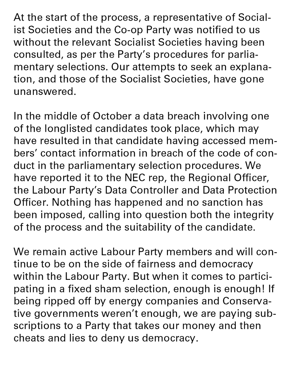 PeckhamLabour's tweet photo. Three members of the Selection Committee, including the Chair and Procedures Secretary, have resigned. https://t.co/r2lTxn5JjA
