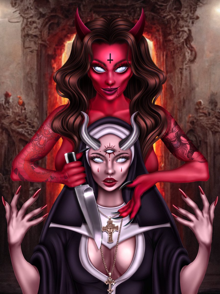Faaaaam! My NEW DROP 🔥🔥🔥
INFERNO 🖤😈 
0.15 eth on #openSea #art_grimmm 
Link ⬇️