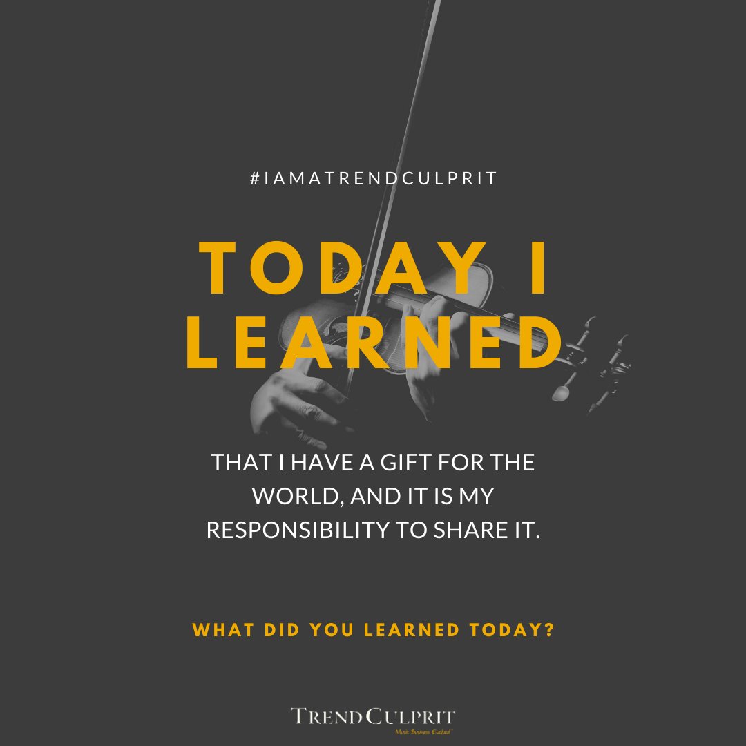 trendculprit's tweet photo. What did you learn today? 

Let's make music with meaning and purpose. Let's build conscious music businesses together. Let's hit the road and elevate the planet. We transform ours and other people's lives. We are Music Entrepreneurs on a worldwide mission. We are TrendCulprits. https://t.co/MxRinasLmH