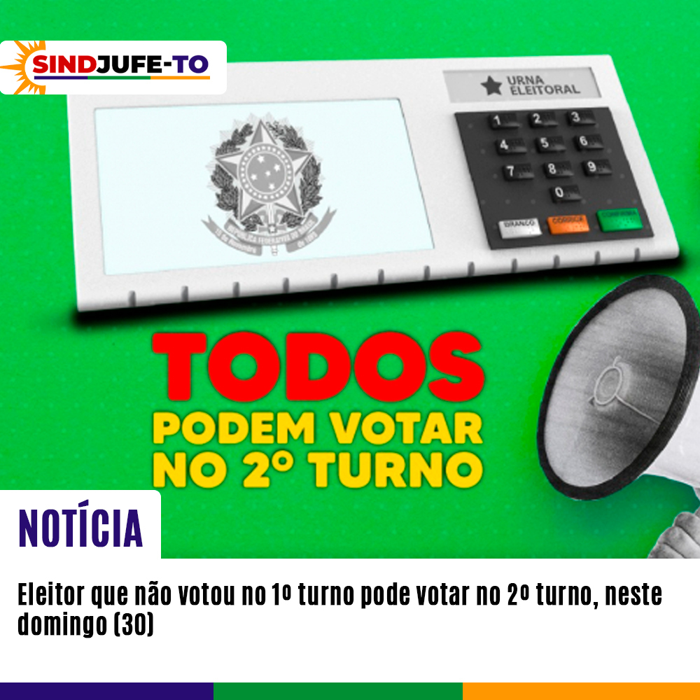 Sindjufe_TO's tweet photo. De acordo com o TSE, cada turno é uma eleição independente. Isso significa que quem não votou no 1º turno pode votar no segundo, mesmo que ainda não tenha justificado a ausência no dia 2 de outubro

Leia em: https://t.co/DsTFdEcp3U https://t.co/4Nm9uF84Qz