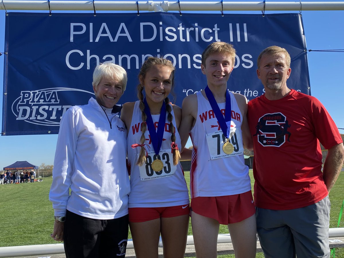 SuskyWarriors's tweet photo. Matt O’Brien and Nicole Dauberman are both PIAA District III Cross County Champions!  Matt won the 3A boys race and Nicole won the 2A girls race!  We couldn’t be more proud!! https://t.co/SQ7hwczP9v