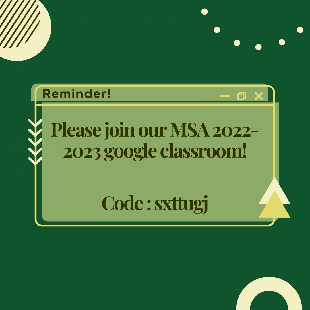 fmm_msa's tweet photo. Join our Google Classroom for updates and info on future events 💚 https://t.co/C4JbMaH69O