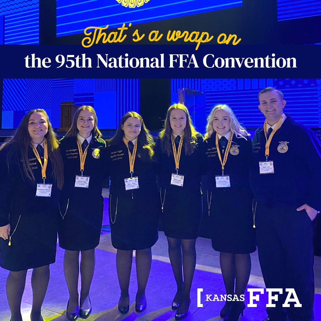 What a week in Indianapolis for Kansas FFA! Our members displayed their excellence in CDEs &amp; LDEs, highlighted their good work in SAEs, worked as delegates to better our organization, and so much more. Thank you to all the supporters and teachers who made this week possible! #ffa