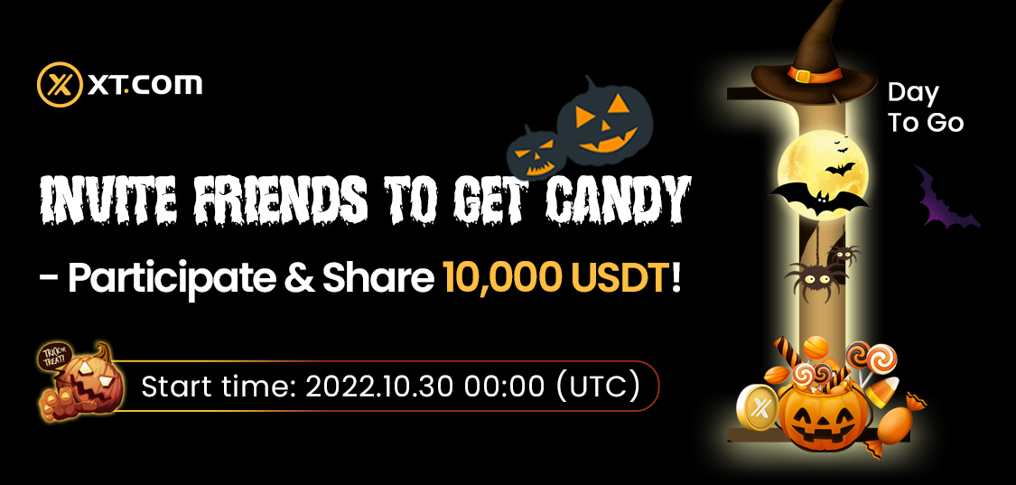 Invite Friends to Get Candy 🍭 - Share 10,000 USDT! 🎃 ⏰ It's Tomorrow! Time: 2022.10.30 00:00 (UTC) Keep checking for countdown: xt.com/activity/hallo…