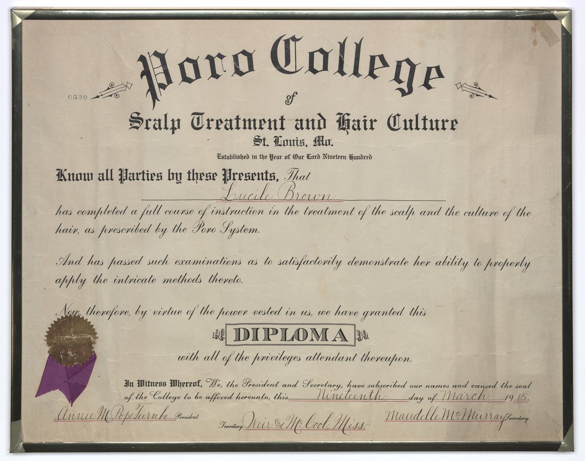 Diploma issued to Lucille Brown from Poro College, March 19, 1915 #nmaahc #openaccess nmaahc.si.edu/object/nmaahc_…