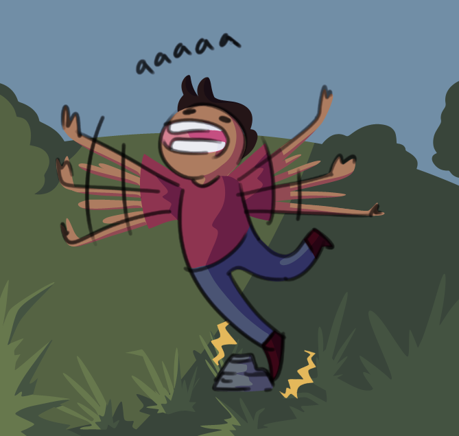 Today's doodle is a quick color job on a drawing by <a href="/FLoaBComic/">Jacob Andrews</a> on the #Inktober <a href="/DrawfeeShow/">Drawfee Show</a> episode. I love this flailing guy!