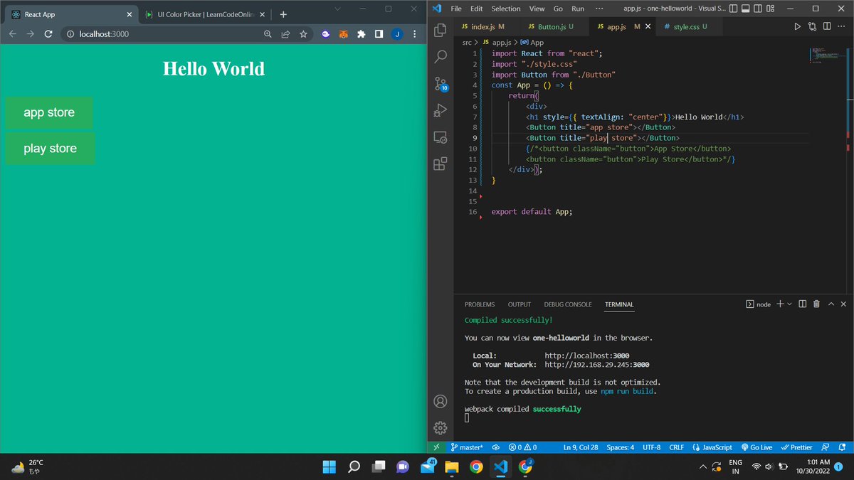 jyoti_manglani_'s tweet image. Done with hello world lesson. Topics covered:
-how to import react
-how to add CSS
-how to use arrow function in reactJS
-reusable components
#ReactJS #learncodeonline #30daysofcode