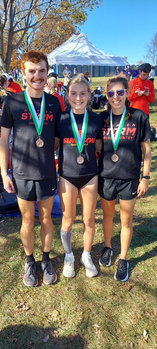 SimpsonXCTF's tweet photo. Congratulations to our 3 all-conference performances today! Spencer Moon, Lara Kallem and Emma Angus! https://t.co/5zkDIOKlmj