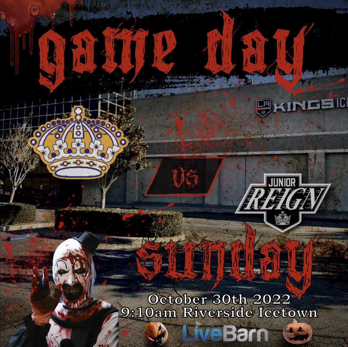 JrKings16AAA's tweet image. GAME DAY TOMORROW!! Halloween Horror with the Jr Reign. 9:10am. Riverside. @LiveBarn @JrKings06 @hockeymaps