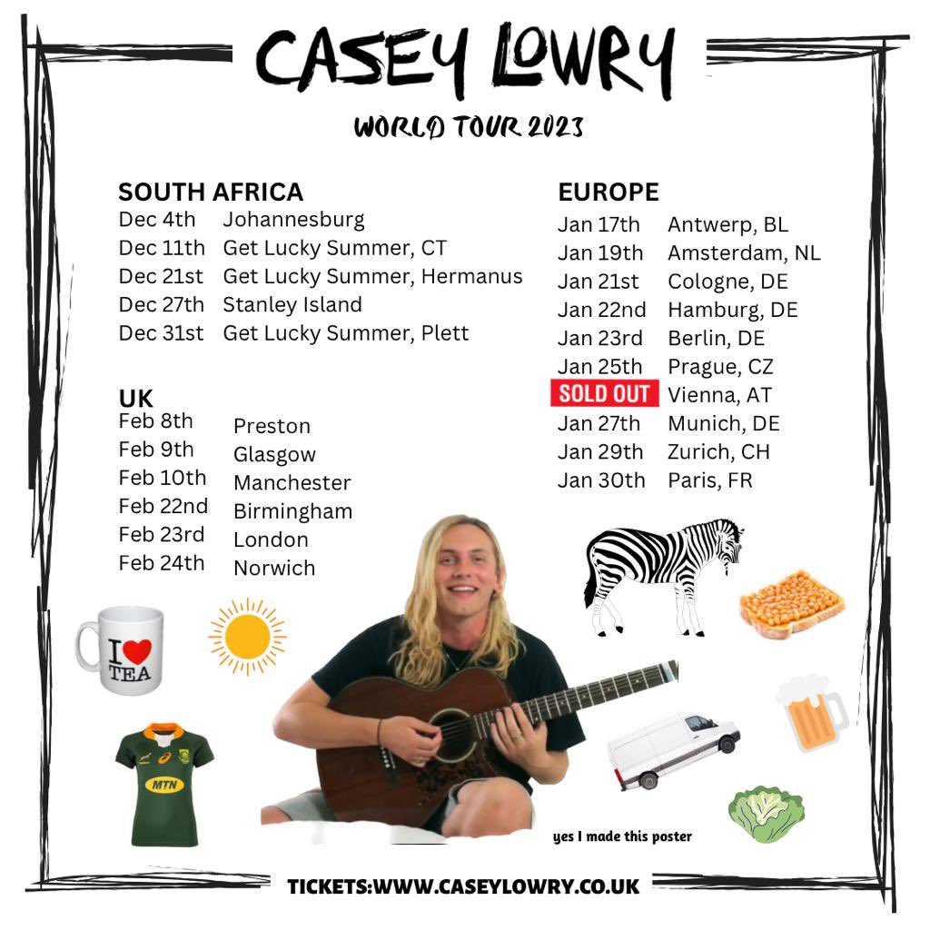 Vienna sold out again!!!! Last tickets from caseylowry.co.uk/live ❤️❤️❤️
