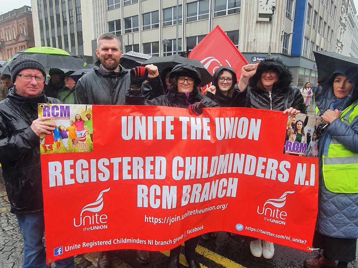 Great to meet @GerryCarrollPBP in person today @ #womendeservebetter march @UniteunionNI @ni_unite looking forward to further discussing #childcare Gerry @Letaglenn13 @KeithMurdiff @shazcollins1