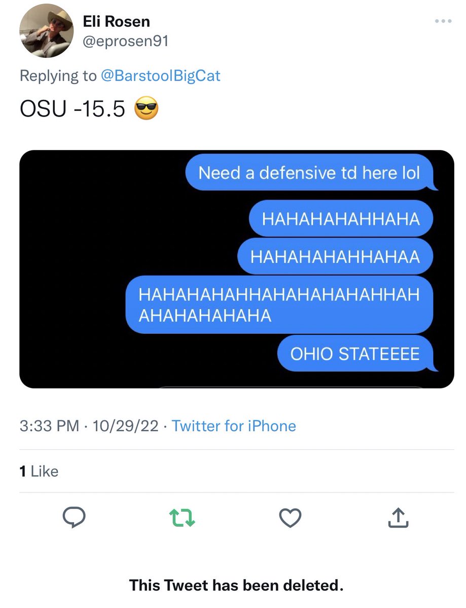 BarstoolBigCat's tweet photo. Hello @eprosen91, you seem to have accidentally deleted this tweet. Do you need assistance? https://t.co/yZk8shQYGz