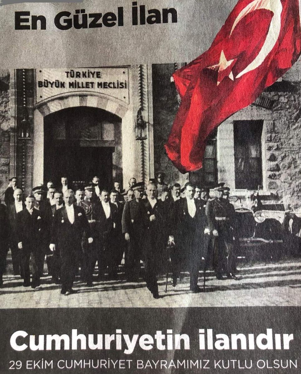 'Yurttaşlarım!
Az zamanda çok ve büyük işler yaptık. Bu işlerin en büyüğü, temeli Türk kahramanlığı ve yüksek Türk kültürü olan Türkiye Cumhuriyeti’dir.'

#MustafaKemalATATÜRK 
🇹🇷❤️🇹🇷
#Cumhuriyet
#Cumhuriyet99Yasında
#CumhuriyetBayramı
#29EkimCumhuriyetBayramı
#CumhuriyetAnonsu