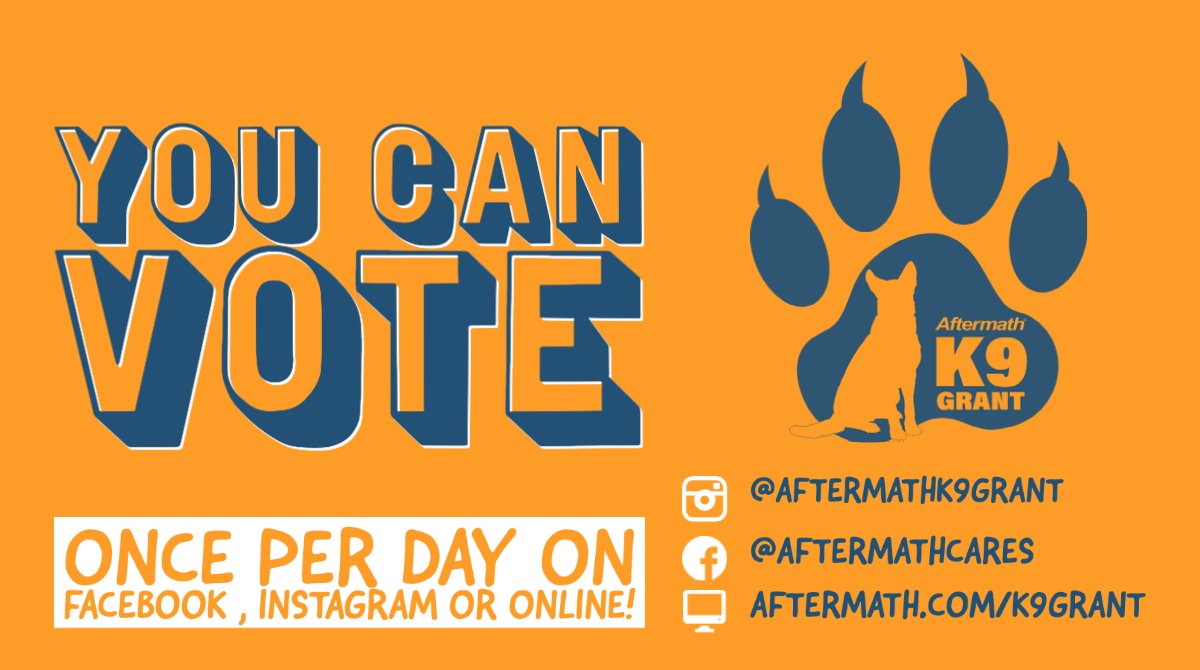 Wow, we are blown away with the number of votes that are coming in! Keep it up, voting will be ending before we know it! #AftermathK9Grant

Vote here: aftermath.com/k9-grant

#aftermathcares #everydayheroes