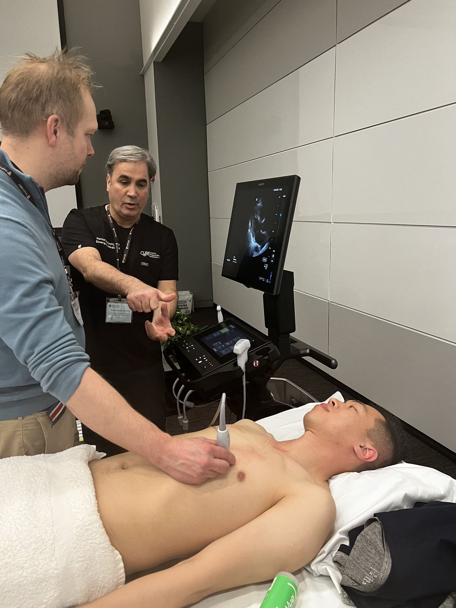 harvardsono's tweet photo. No one teaches how to do a #cardiacpocus with #eyesclosed better than @HamidShokoohiMD- at the #MGHPOCUS Annual CME Course @mghedus https://t.co/FvF6X7v4Pm
