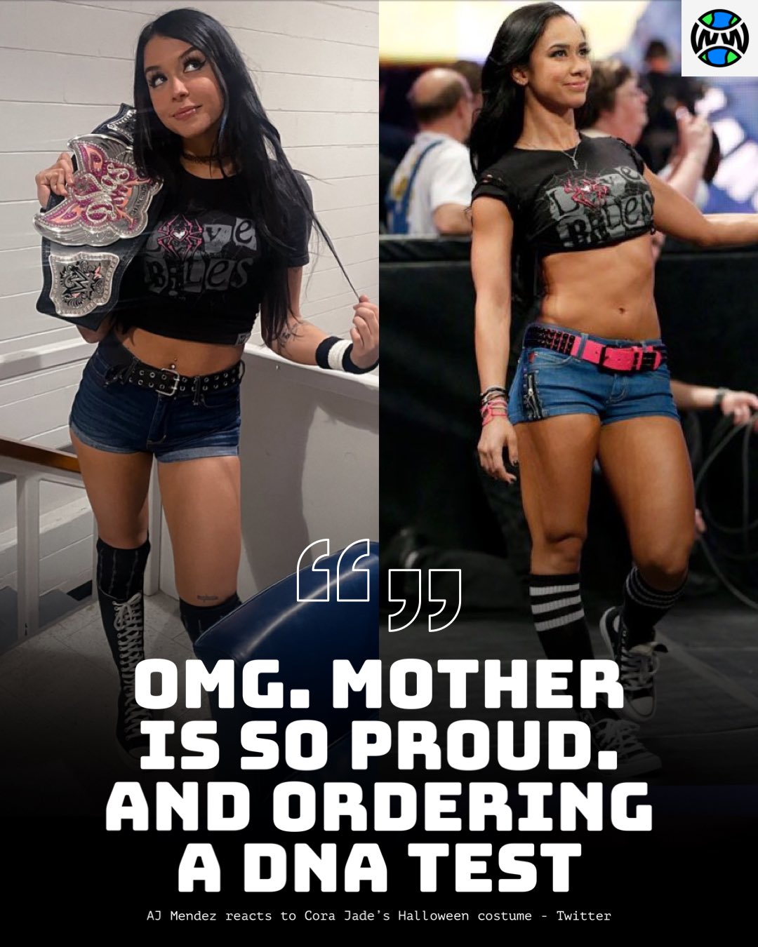 WrestlingWorldCC on Twitter: "AJ Mendez (AJ Lee) reacts to Cora Jade\