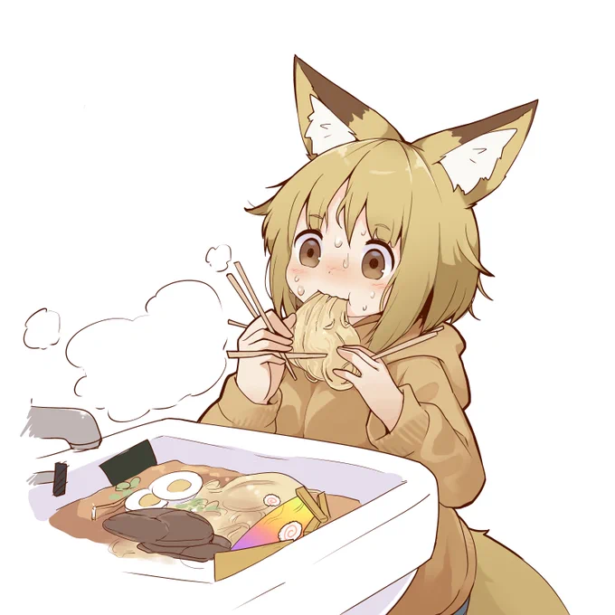 AI風にラーメンを食べるココちゃん 
